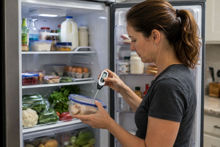 Checking Food Temperature in the Fridge